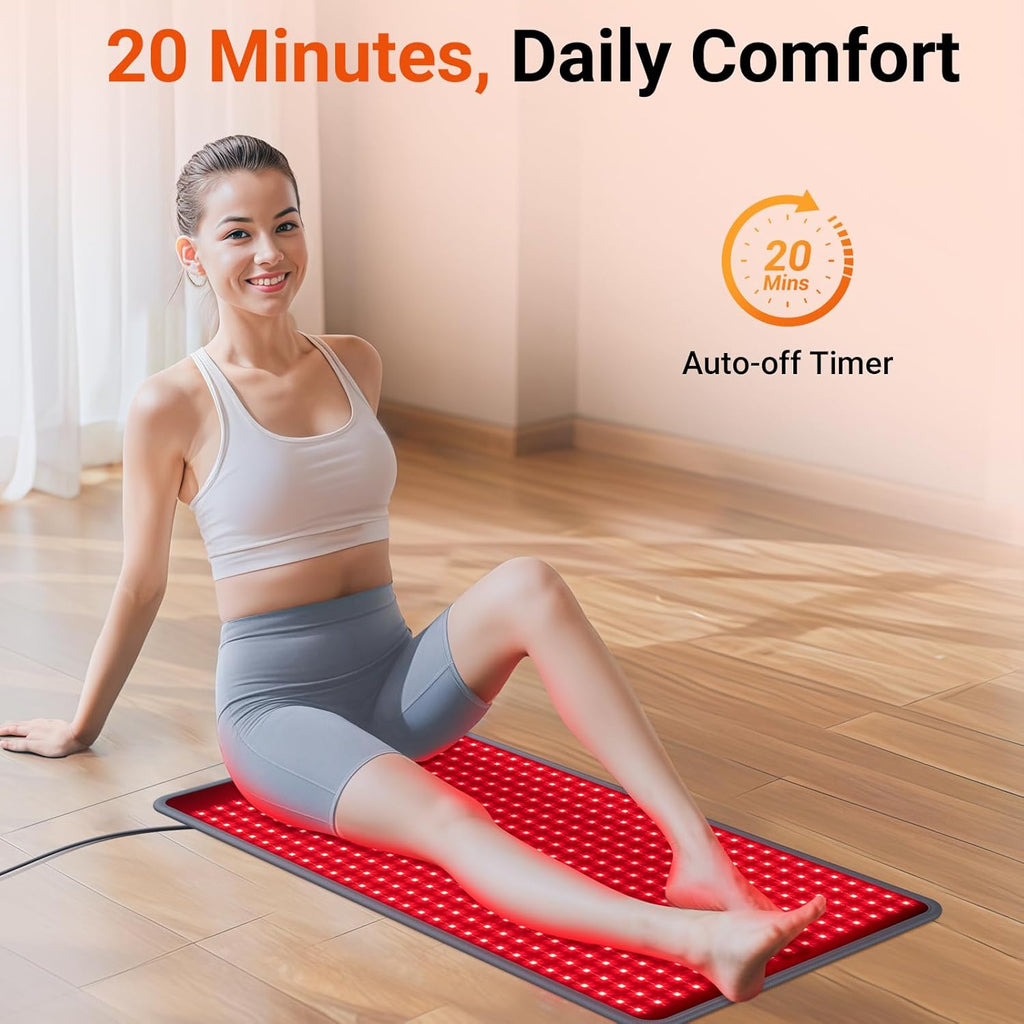 Comfytemp Red Light Therapy Mat for Body, 33'' x 17'', 660nm & 850nm | Flexible Near Infrared Light Therapy Pad, Wearable Light Blanket with Timer, for Back Belly Knee Joint Muscle, Home Use