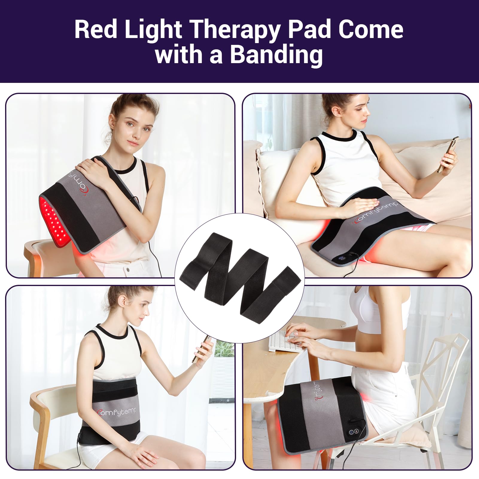 Comfytemp Red Light Therapy Mat for Body, 33'' x 17'', 660nm & 850nm | Flexible Near Infrared Light Therapy Pad, Wearable Light Blanket with Timer, for Back Belly Knee Joint Muscle, Home Use