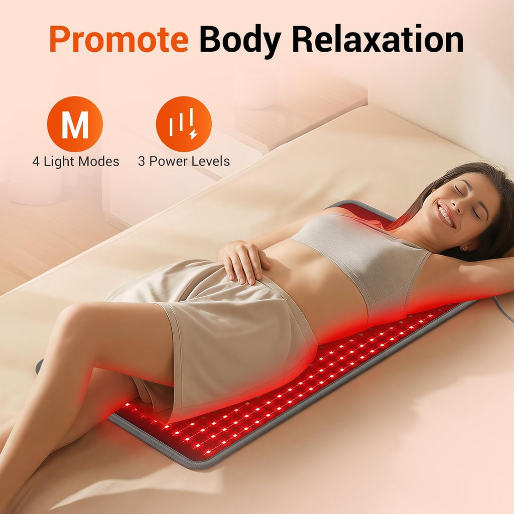 Comfytemp Red Light Therapy Mat for Body, 33'' x 17'', 660nm & 850nm | Flexible Near Infrared Light Therapy Pad, Wearable Light Blanket with Timer, for Back Belly Knee Joint Muscle, Home Use