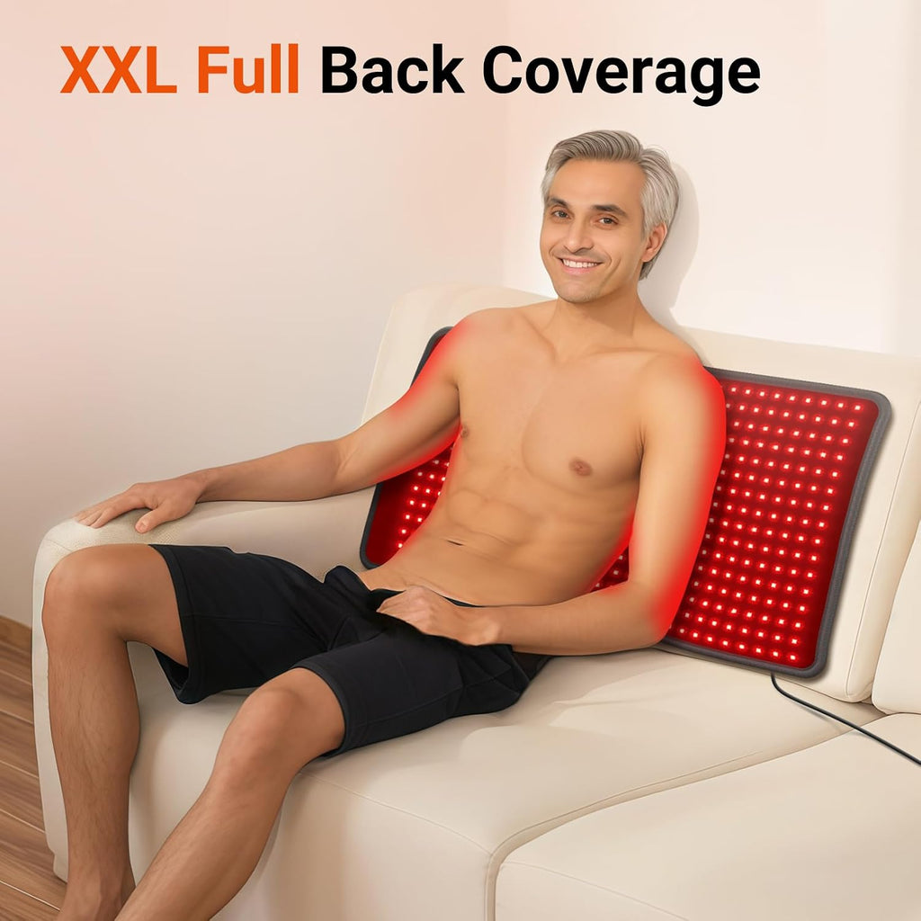 Comfytemp Red Light Therapy Mat for Body, 33'' x 17'', 660nm & 850nm | Flexible Near Infrared Light Therapy Pad, Wearable Light Blanket with Timer, for Back Belly Knee Joint Muscle, Home Use